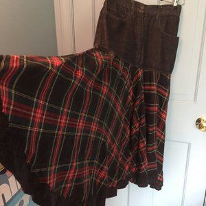 Moschino Vtg jean/plaid punk skirt